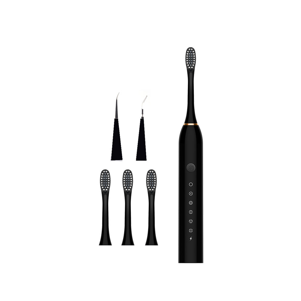 (J189BLACK6H)Sonic Electric Toothbrush Adults Ultrasonic Tartar Remover Teeth Whitening Toothbrush