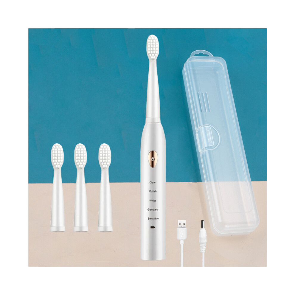 (Set A 4 Head) Powerful Ultrasonic Sonic Electric Toothbrush Rechargeable USB Toothbrush Adult Electronic-image-OPC-PH7YGKP-NEW