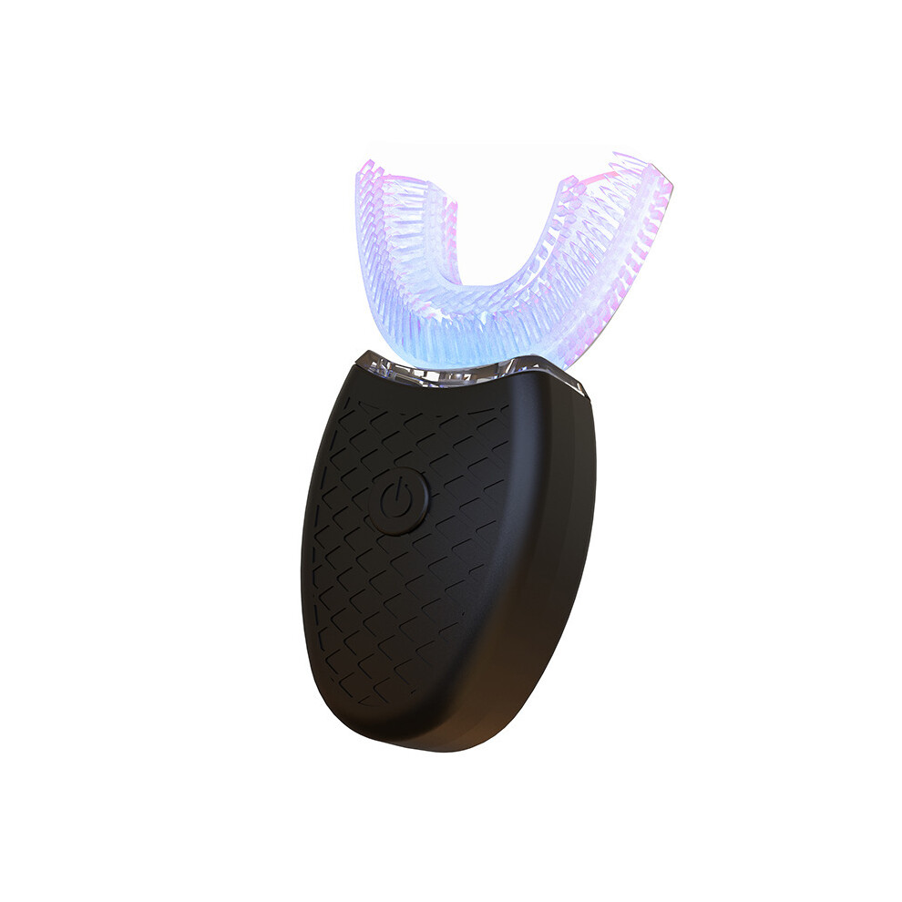 (Brosse à dents noire) Brosse à dents électrique en forme de U pour adulte, chargement sans fil, brosse