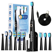 (958Black-10.-houder) Seago Sonic elektrische tandenborstel Tandenborstel USB Oplaadbaar voor volwassenen
