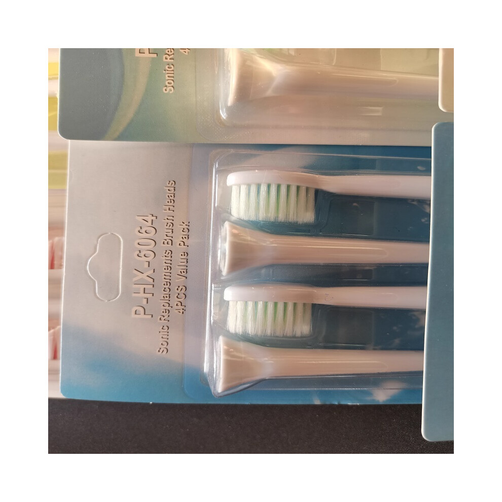 (4 pcs 6064soft) 4 pcs Replacement brush heads for Philips HX6064 HX6930 HX6730 Sonic electric toothbrush