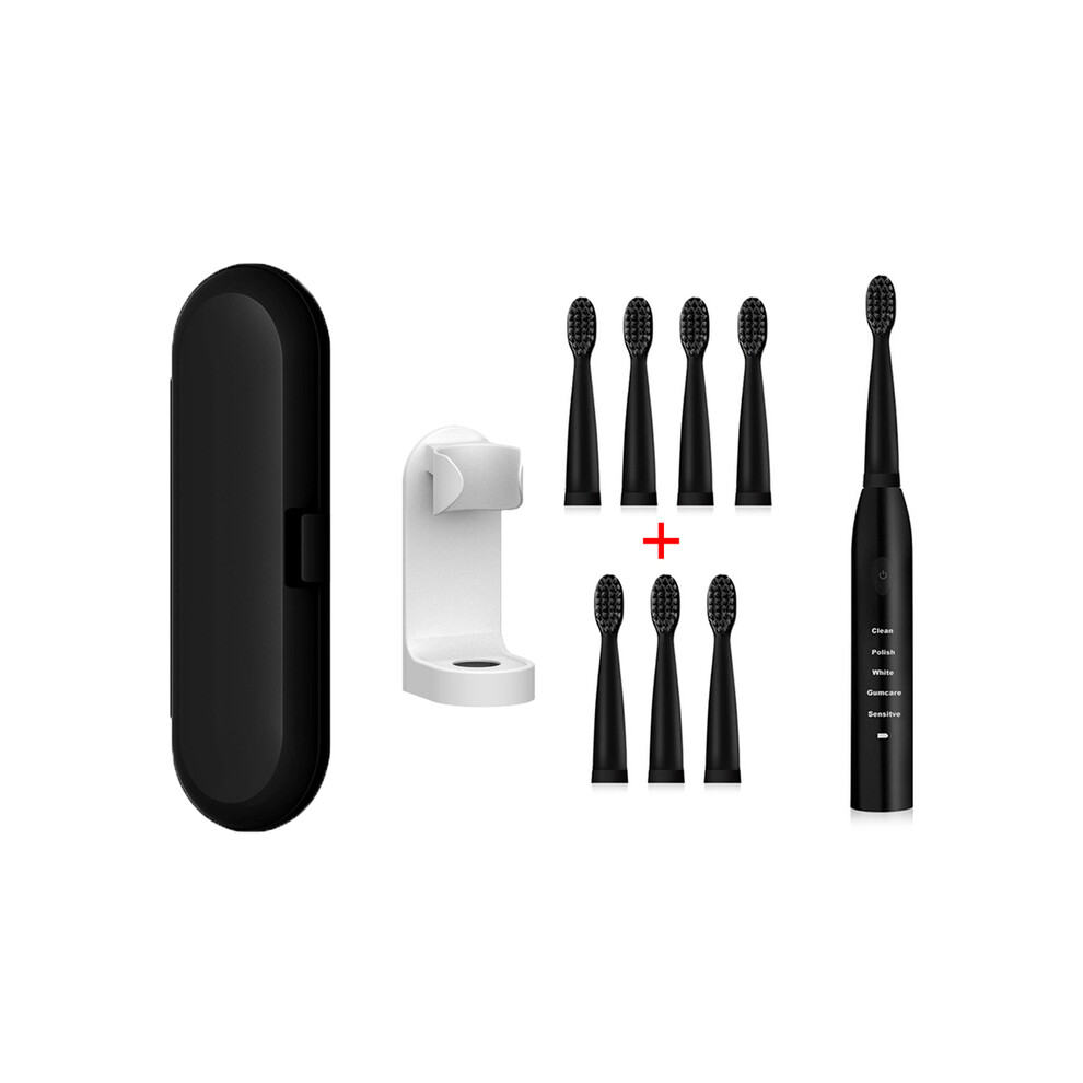 (black set of 8 heads)Ultrasonic electric electric toothbrush Rechargeable toothbrush Washable electronic