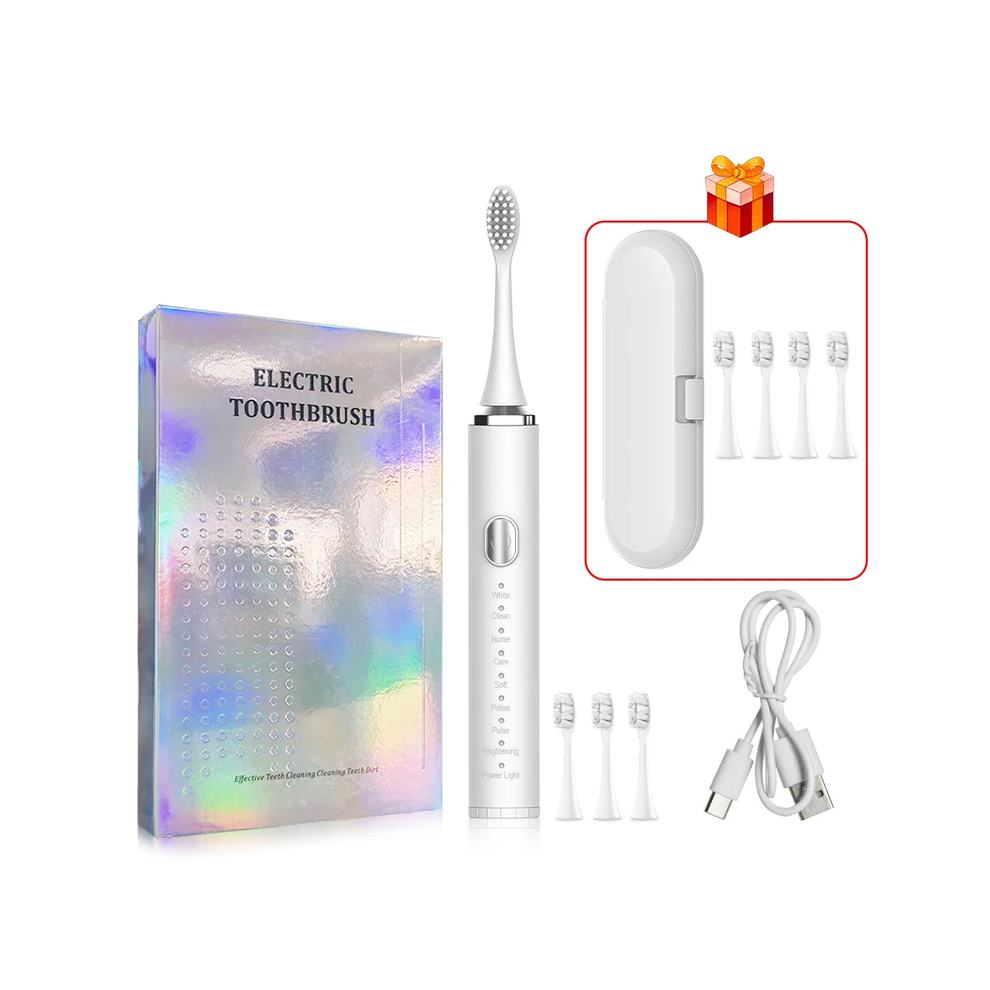 White ( Box Of 8 Heads) Electric Toothbrush Sonic Electric Toothbrush For Adult Teeth Ning