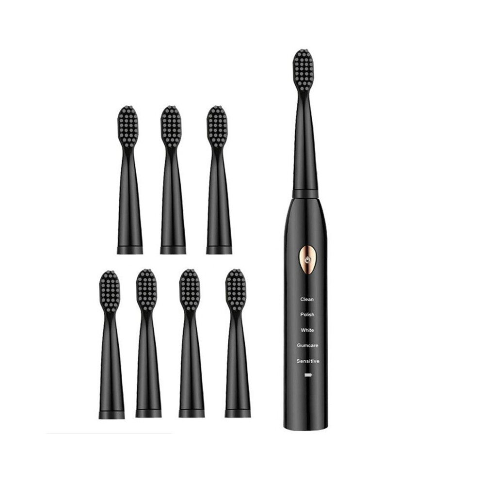 Black ( 8 Heads) Electric Toothbrush For Men And Women Couple Household Whitening Ipx7 Waterproof