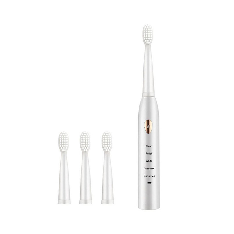 White ( 4 Heads) Electric Toothbrush For Men And Women Couple Household Ning Ipx7