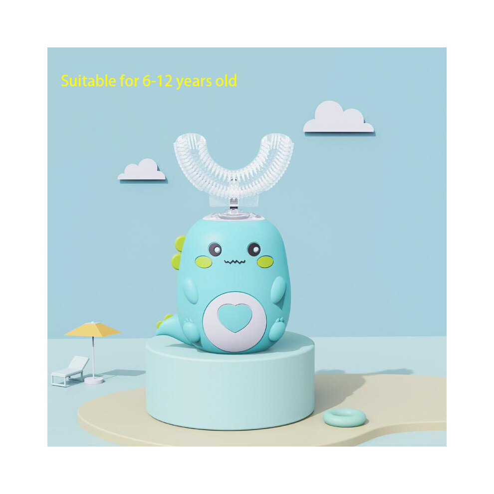 (6-12 Years Old-Green)Children's U-Shaped Electric Sonic Toothbrush Children's Silicone Toothbrush-image-OPC-PH7YGS9-NEW