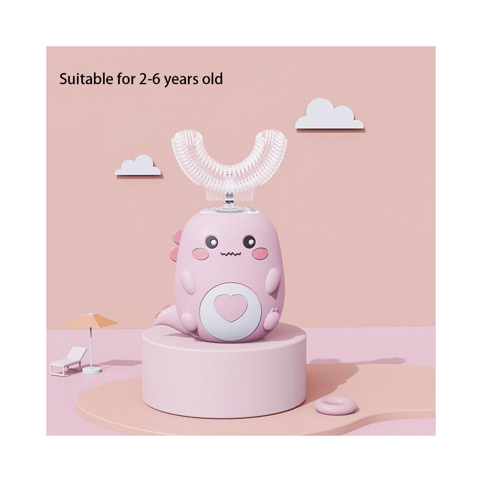 Pink (2-6 Years Old-) Children's U-Shaped Electric Sonic Toothbrush Children's Silicone Toothbrush