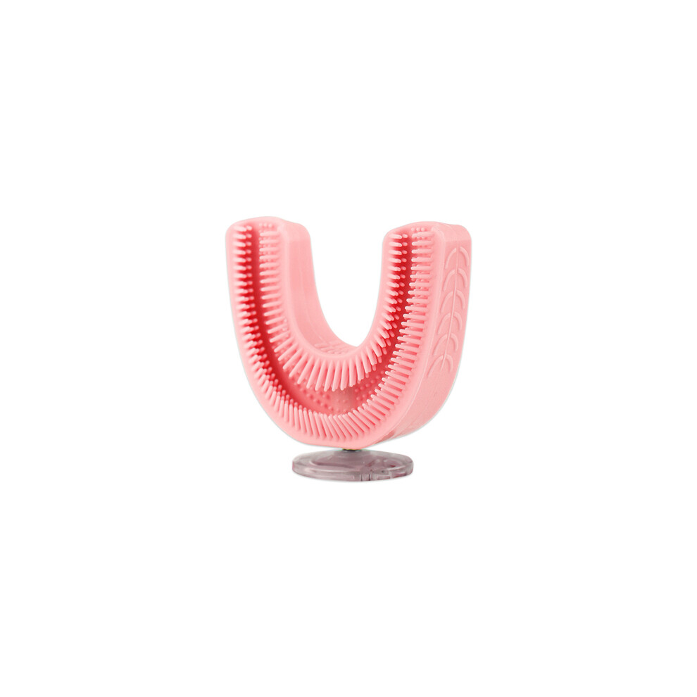 (8-15 Years Head-Pink) Children's U-Shaped Electric Sonic Toothbrush Children's Silicone Toothbrush