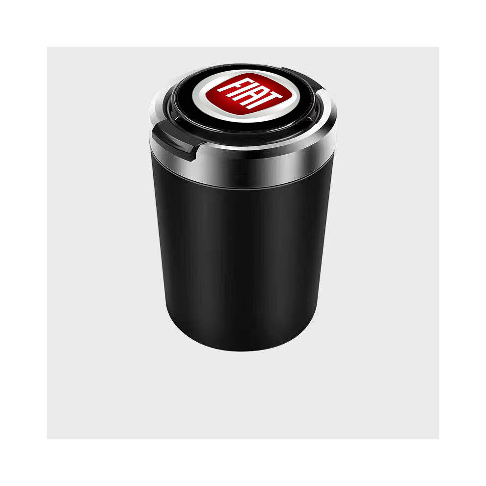 (Black)(Black) Ashtrays Portable Car Ashtray Trash Can With Led Lights Fiat 500 500L 500X 500E Black 9319708034523
