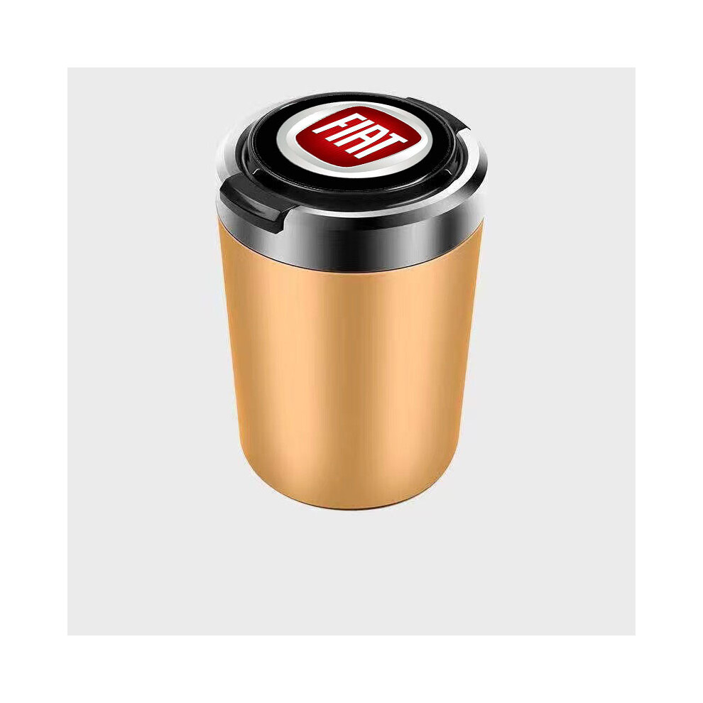 (Gold) (Gold) Ashtrays Portable Car Ashtray Trash Can With Led Lights Fiat 500 500L 500X 500E Gold 9319708034547