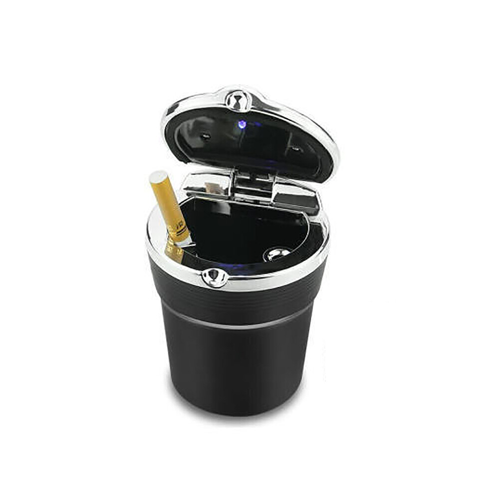 (Black) (Black) Ashtrays Universal Car Ashtray With Led Lights Lid Creative Personality Protected Car Black 9319708035322
