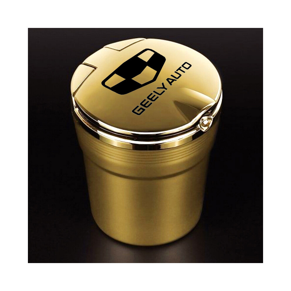 (For ) (For ) Ashtrays Car Ashtray With Led Lights And Lid Made Of Creative Aluminum Alloy Gold 9319708036220