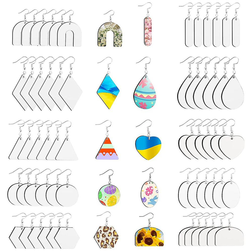 (As Show, One Size) 60Pcs Sublimation Earrings, Earrings Heat Transfer, Unfinished Earring With Hooks For Diy Sublimati 5064242257818