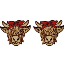 (As show, One size) 15% off HOT-Highland Cow Earrings Girl Accessories Handmade Wooden bull ear studs