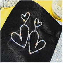(As show, One size) GYFDYM Vintage Womens Heart Shape Cute Drop Earrings Fashion Love Heart Statement Earrings for Women Jewelry Gifts