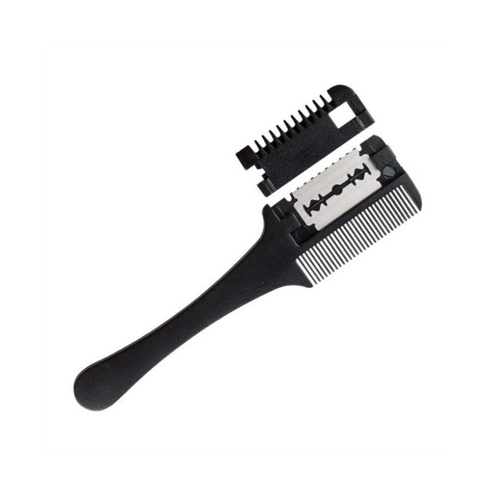 Black (Black)Hair Cutting Comb Handled Hair Brushes With Razor Blades Barber Scissors Hair Salon Thinning