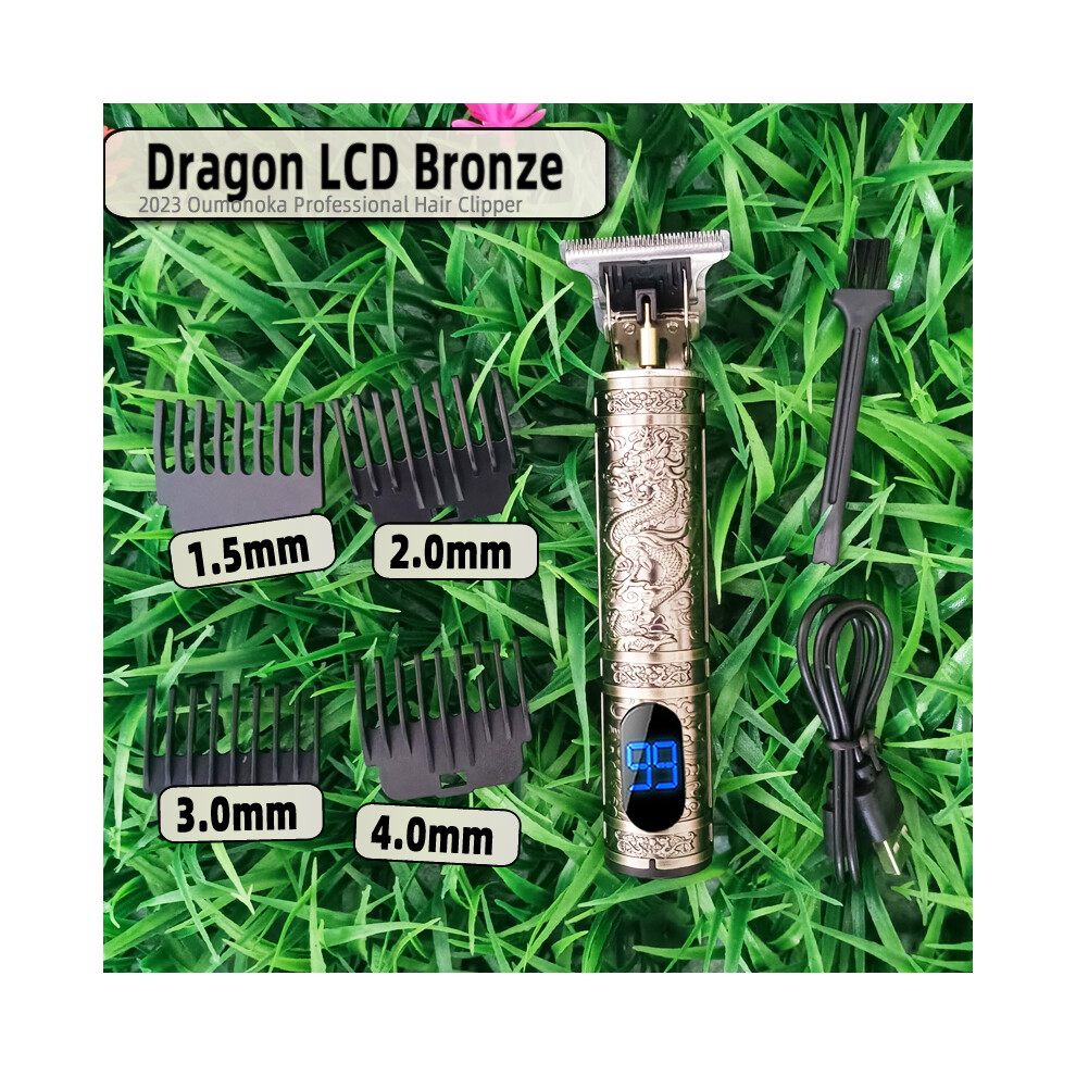 Bronze (Dragon Lcd )T9 Hair Clipper Grass Trimmer Professional Hair Clipper Barber Clipper