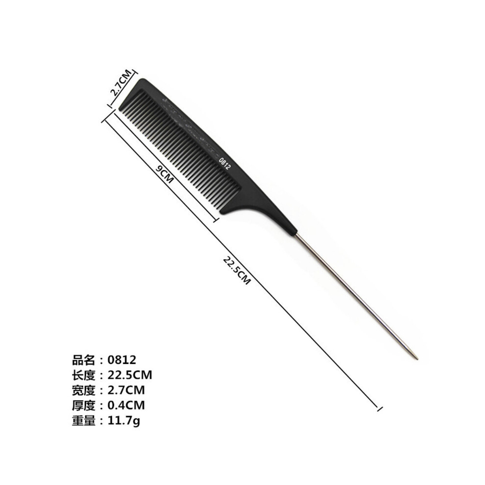 (812)Professional Hair Tail Comb Salon Haircut Comb Design Stainless Steel Barbed Comb