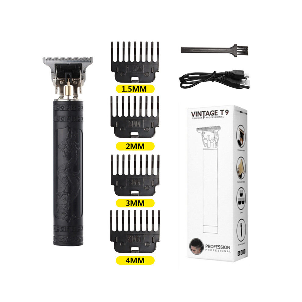 Black (Abs Dragon)T9 Lcd Electric Shaving Head Electric Pusher Carving Electric Pusher Trimmer