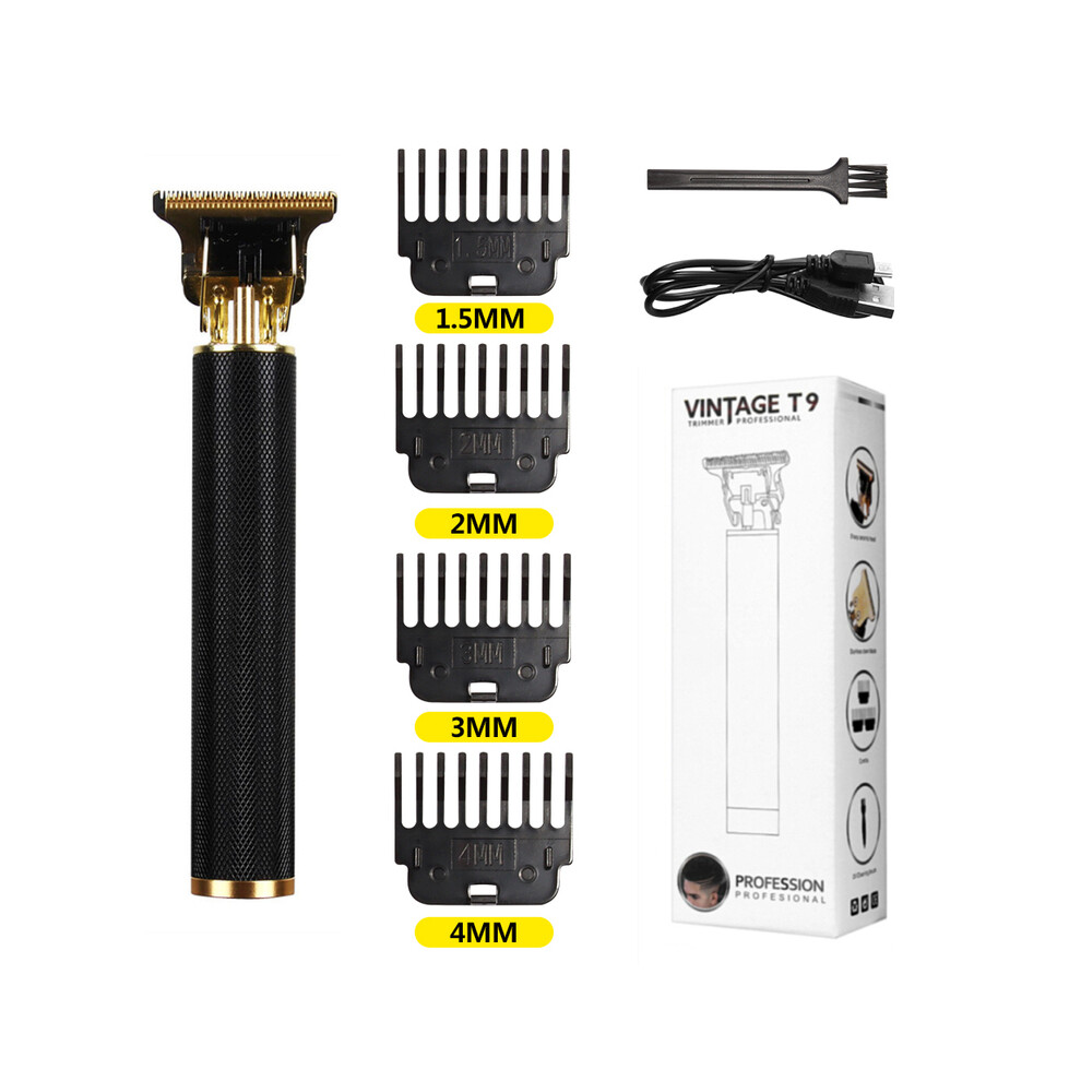 Black (Metal ) T9 Lcd Electric Shaving Head, Electric Pusher Carving Electric Pusher Hair Clipper