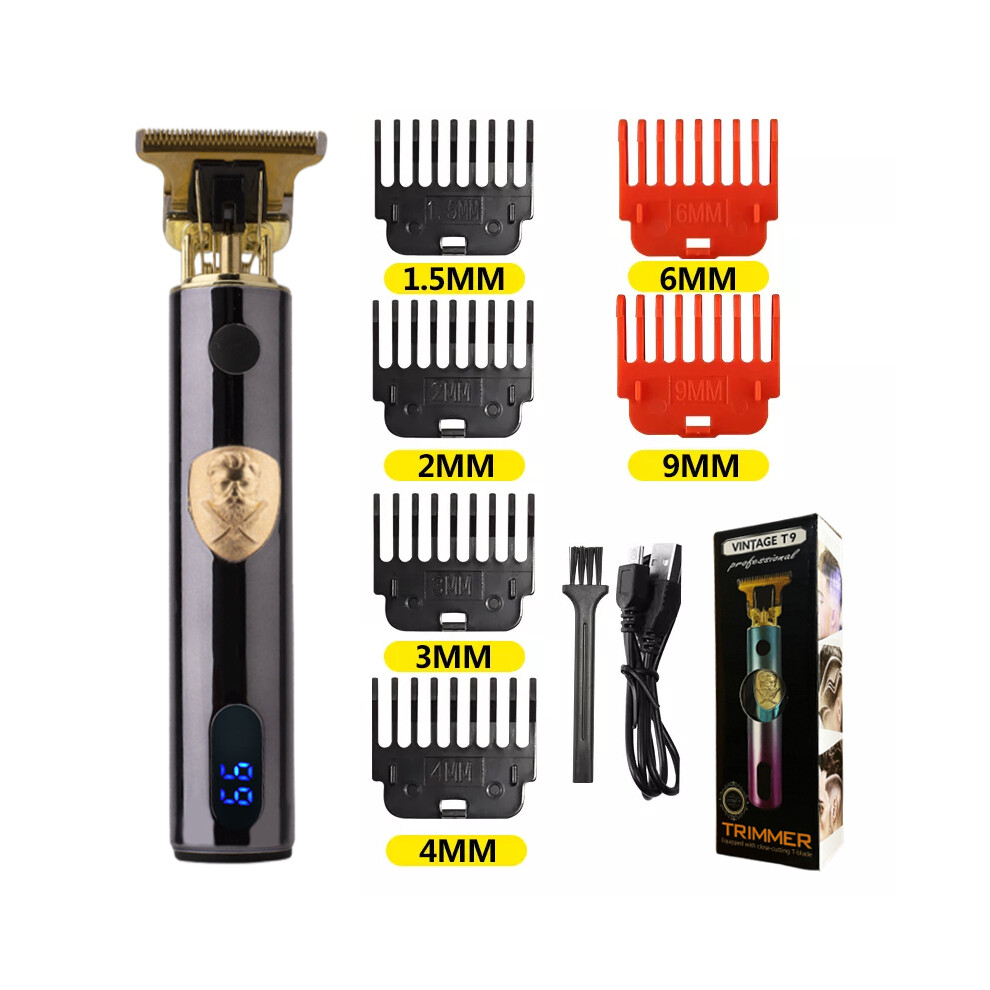Black (Lcd Abs ) T9 Lcd Electric Shaving Head, Electric Pusher Carving Electric Pusher Hair Trimmer