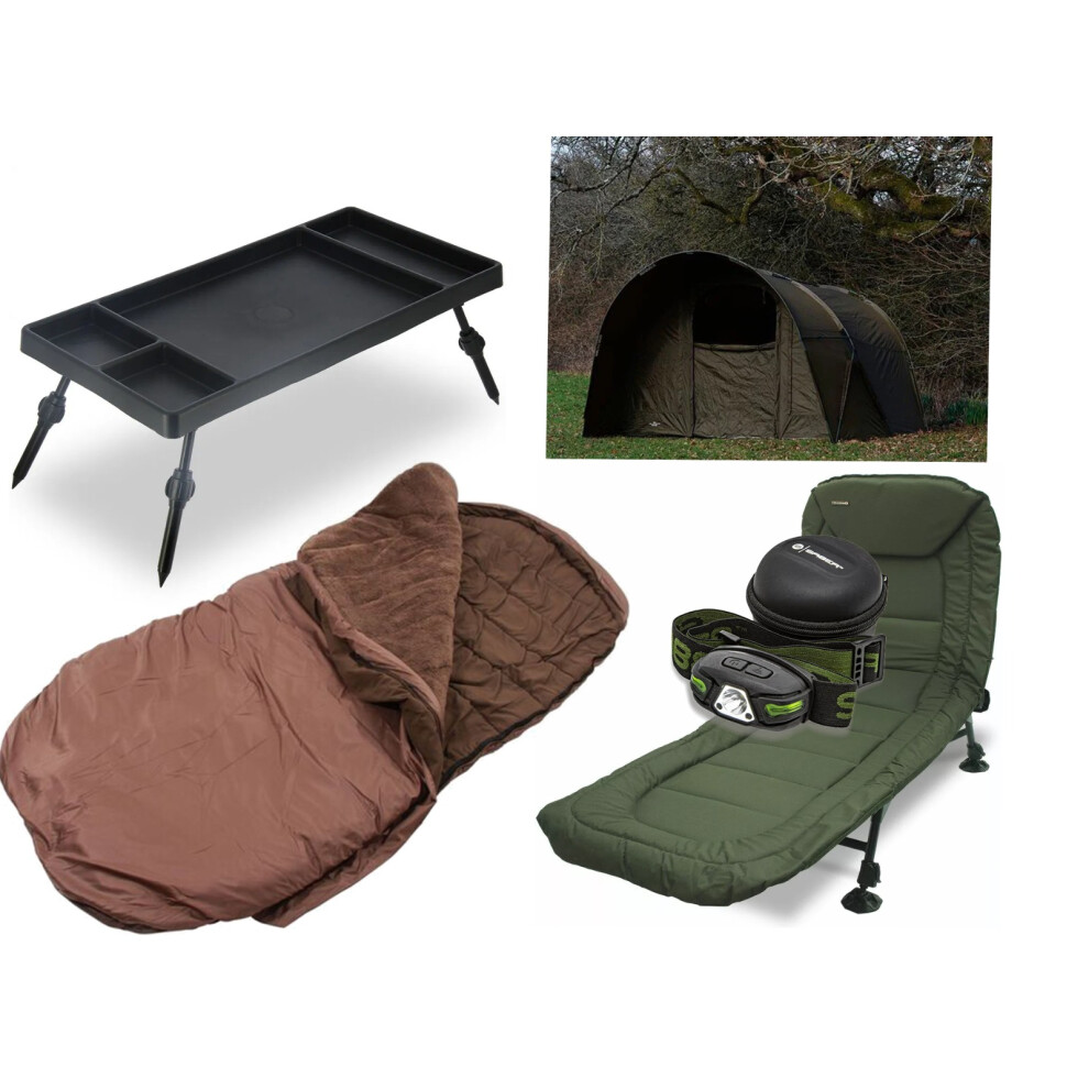 Carp Fishing Night Fishing Set Up- Bivvy /Bed- Sleeping Bag -Table