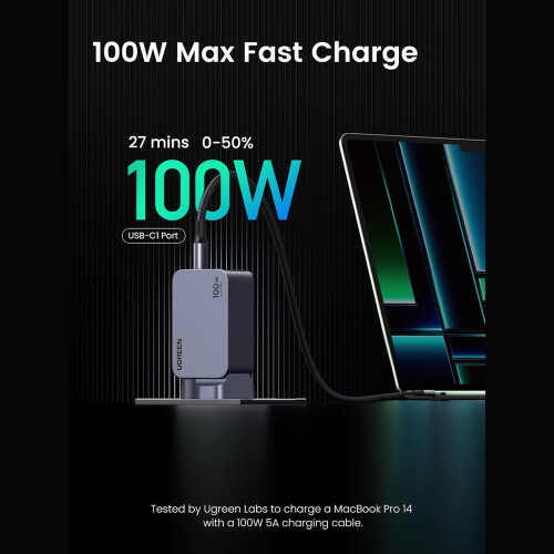 UGREEN Nexode Pro 100W 3-Port GaN Fast Charger 2