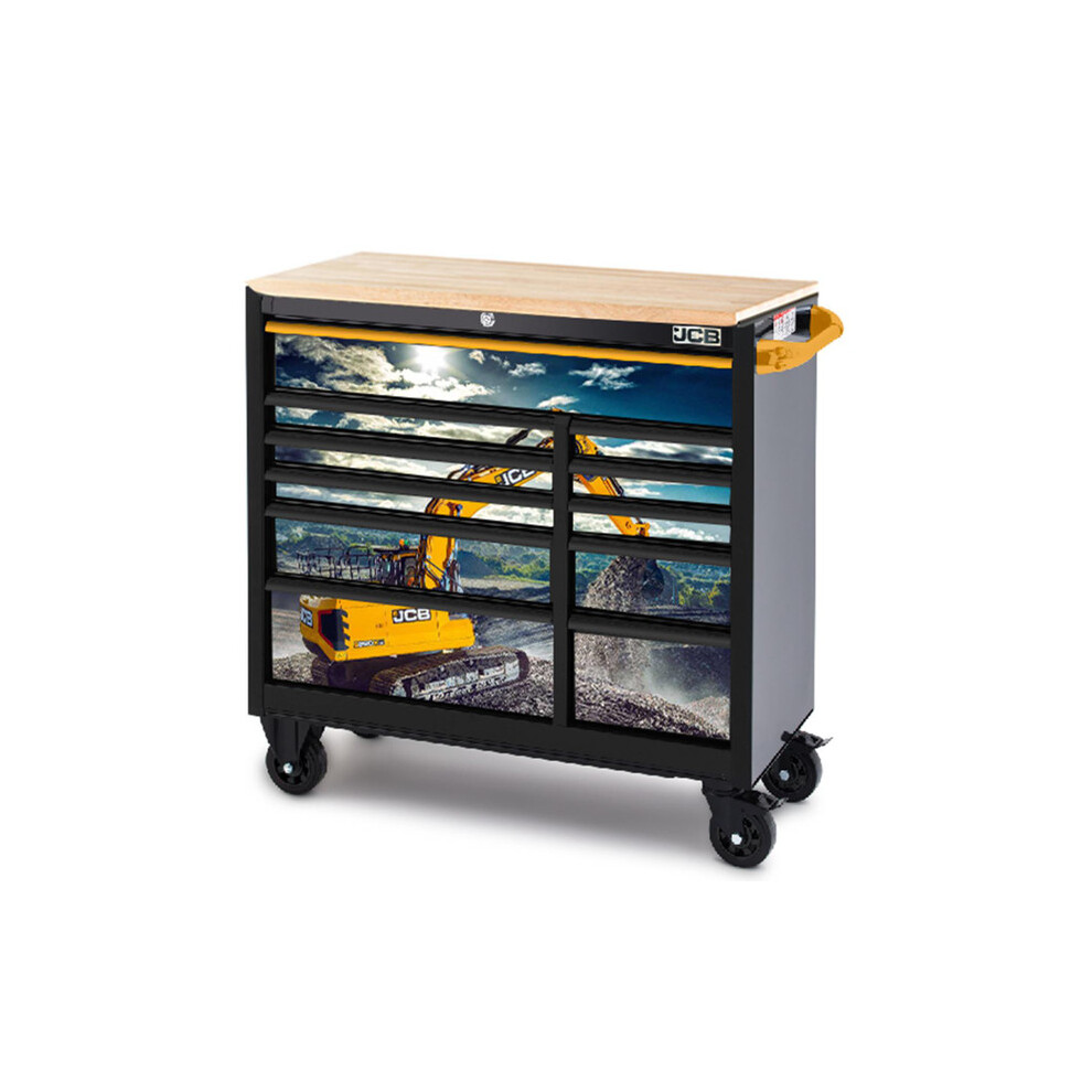 JCBEXCRCBB Roller Tool Cabinet Steel with Hardwood Worktop