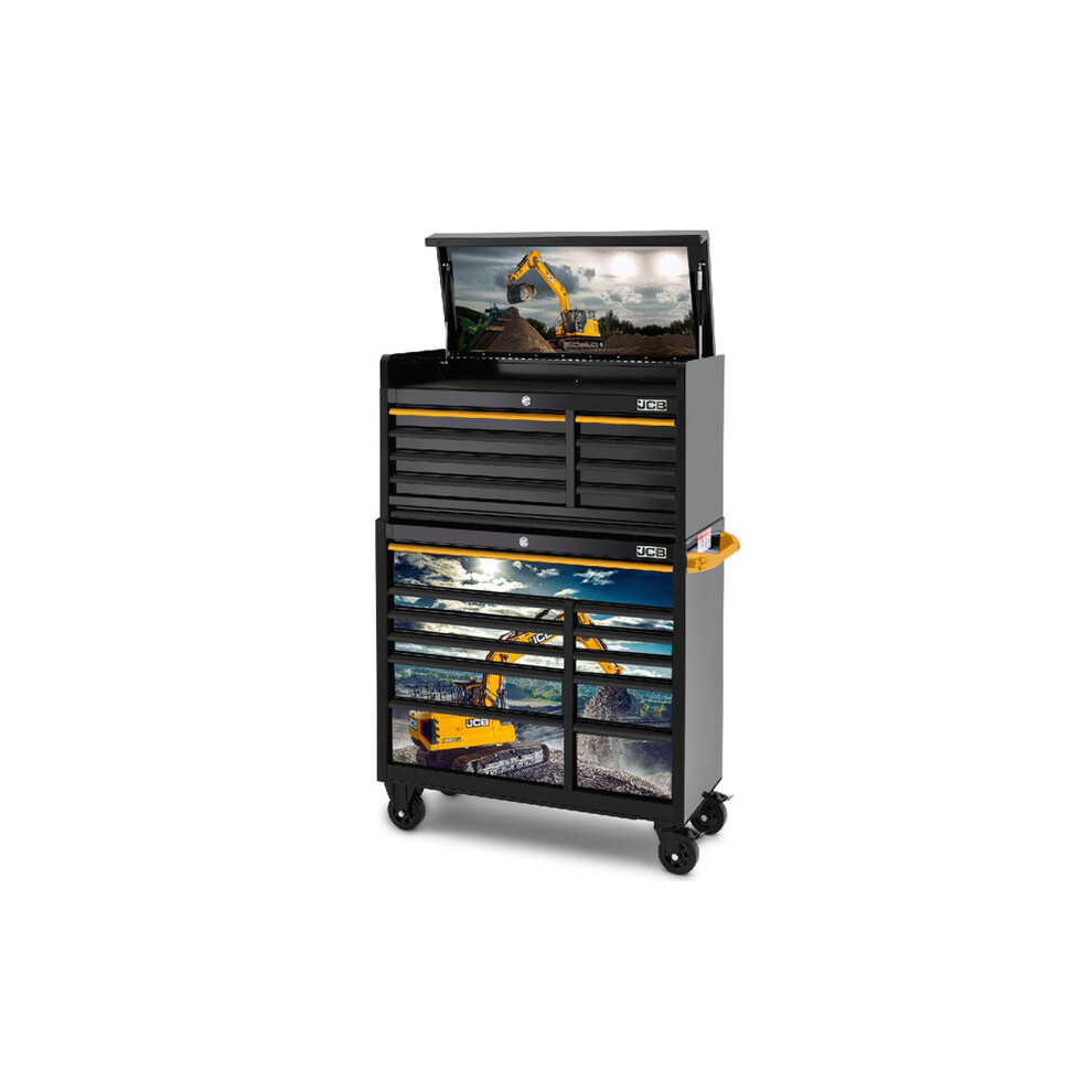JCBEXCSTACK Roller Cabinet & Top Tool Chest Stack with Excavator Wrap