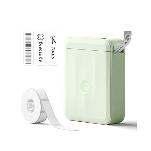 NIIMBOT Label Maker Machine, D110 Upgraded Version Sticker Printer Maker with 1 Roll White Starter Label Paper, Thermal Label Printer for School Offi