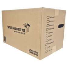 W.E. Roberts Strong Large Strong Cardboard Moving House Boxes 18" x 11" x 11" with Room List (Boxes Only, Pack of 5)