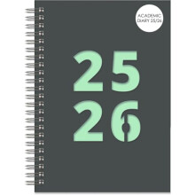 2025-2026 Academic Diary Wiro A5 Size Week to View Spiral Cover Diaries Mid Year Die Cut Cover Planner (Light Green)