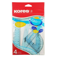 Kores - Geometry Set in Assorted Colours - GEO15 Protractor, Triangle and Ruler Set - Maths Sets for Secondary School, Geometry Sets, Geometry Sets f