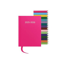 2025-26 A4 Week To View Academic/Mid-Year Diary Hard Cover Daily Planner with Matching Ribbon Pink
