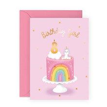 Central 23 Eighth Birthday Card for Girls - Happy 8th Birthday Card - Age 8 - Eight Year Old - Rainbow Cloud and Unicorn Card for Kids - Daughter - G