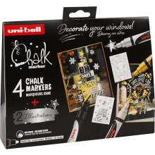 uni-ball Liquid Chalk Pens. Multi-Purpose Wipeable Coloured Markers for Blackboards, Chalkboards, Whiteboards, Glass, Mirrors, Plastic, Windows, Meta