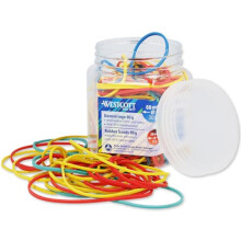 Westcott Rubber Bands 80g | Ca. 170 Colourful rubber rings in various sizes in a handy plastic container | Storage pack of household rubber bands 6