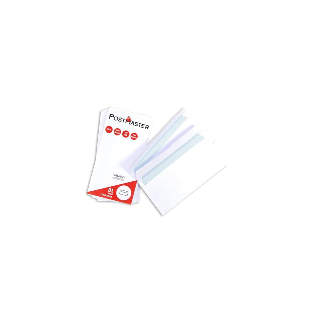 Postmaster Envelopes Dl Peel & Seal 100Gsm Paper - 100 Pack White