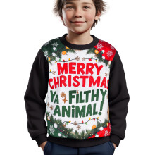 (13 Years, Black) Girls Boys Merry Christma Ya Filthy Animal Hoodie