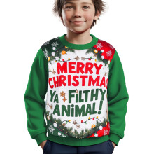 (5-6 Years, Green) Girls Boys Merry Christma Ya Filthy Animal Hoodie
