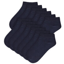 (10-14 Years, Navy) Girls Boys 6 Pack Plain Trainer No Show Socks