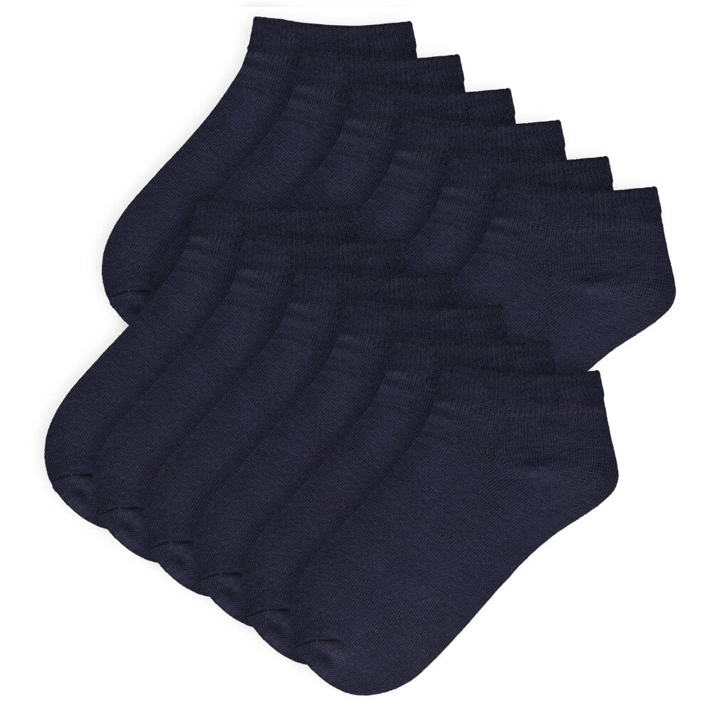 (10-14 Years, Navy) Girls Boys 6 Pack Plain Trainer No Show Socks-image-OPC-PH7YN7R-NEW
