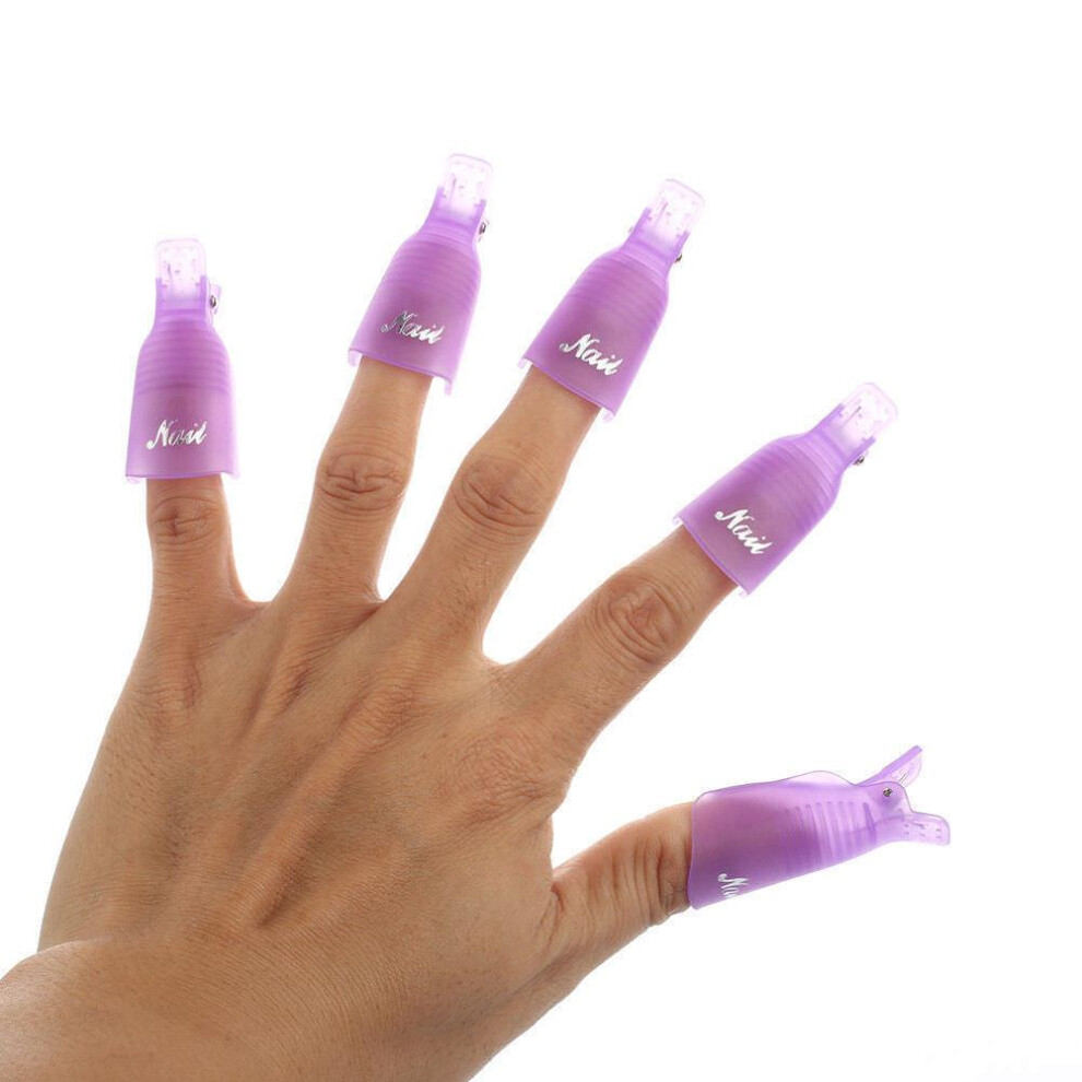 Nail Art Purple ( - Npp0104) 10Pcs Reusable Nail Gel Polish Remover Soak Off Clips, Acetone Cap Wraps For Manicure