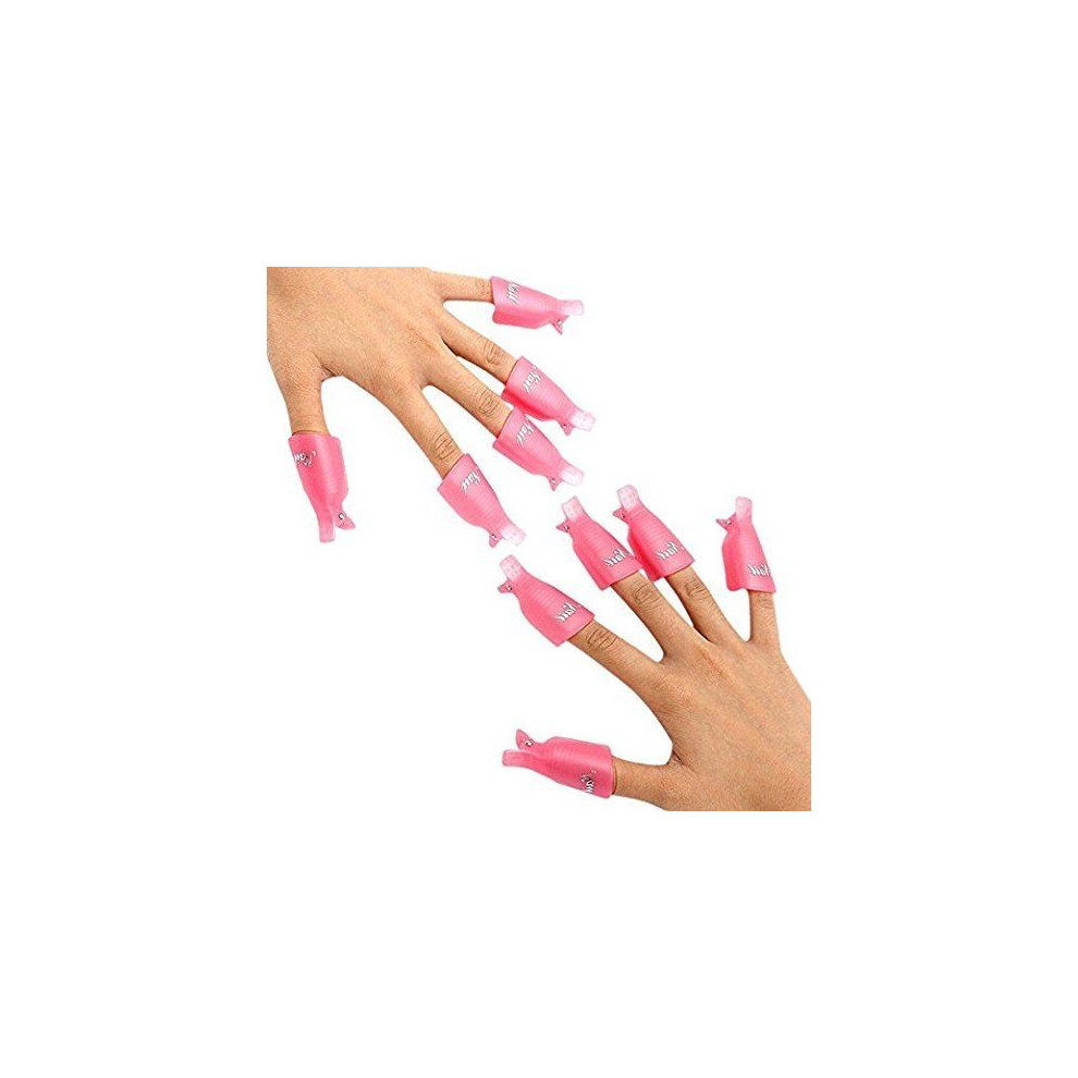 Nail Art Pink ( - Npk0102) 10Pcs Reusable Nail Gel Polish Remover Soak Off Clips, Acetone Cap Wraps For Manicure