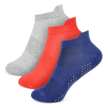 (7-10 Years, Grey/Red/Royal) Boys Gym Yoga Trainer 3 Pack Athletic Soft Socks