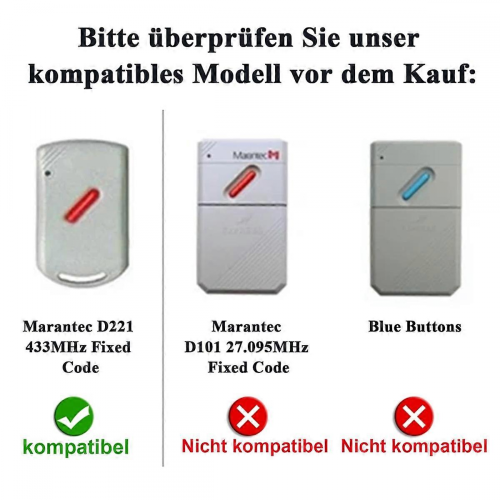 Télécommande d'ouverture de porte de garage Marantec 433 MHz, télécommande portable numérique 382, 302, 384, 30 2