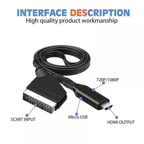 Καλώδιο Scart σε HDMI - Προσαρμογέας Scart σε HDMI - Όλα σε Ένα Μετατροπέας Ήχου Βίντεο Scart σε 2