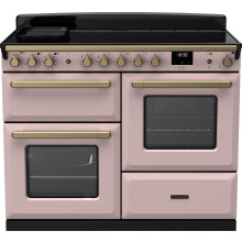 Rangemaster Estel Deluxe 110cm Electric Range Cooker with Induction Hob - Pale Pink / Antique Brass - A Rated