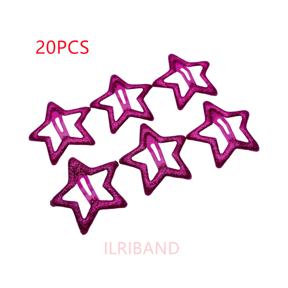(dark rose glitter) 20pcs/lot 3CM Mini Star hair clips Kidters metallic Hair Clips Barrettes