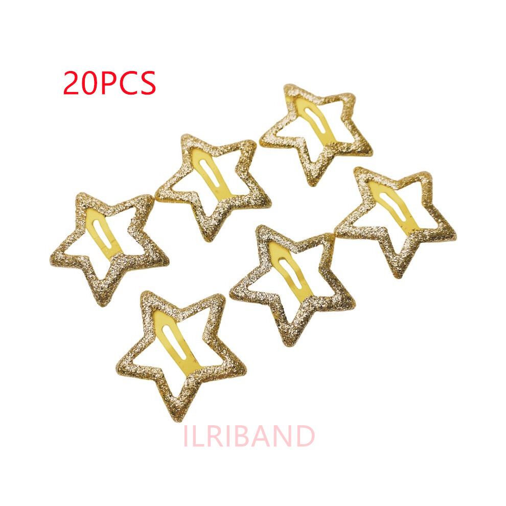 (yellow glitter) 20pcs/lot 3CM Mini Star hair clips Kidters metallic Hair clips Barrettes